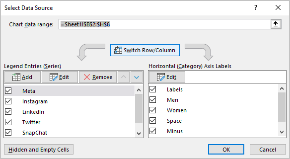 Select Data Source in Excel 365