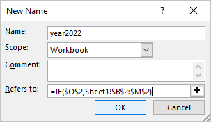 New name dialog box in Excel 365