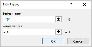 Edit Series dialog box in Excel for Microsoft 365 Edit Series dialog box in Excel 365