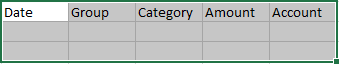 Data for new table in Excel 365