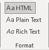 Message Format in Classic ribbon Outlook 365