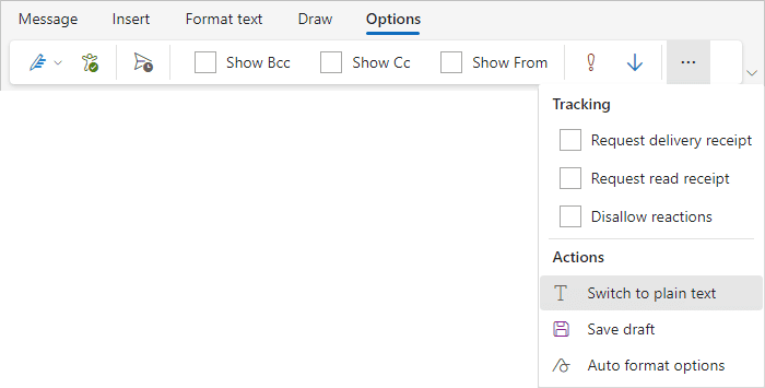 Message Format in Simplified ribbon Outlook for Web