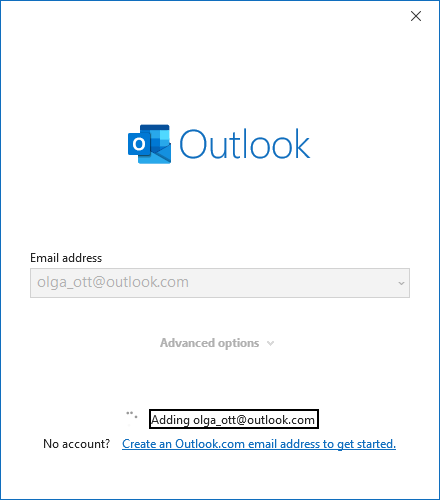 Adding account in Outlook 365