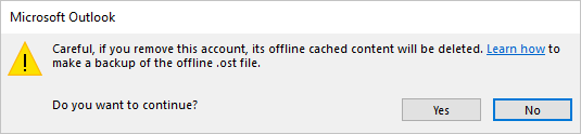 Warning message in Outlook 365