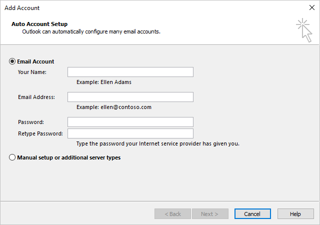 Add Account dialog box in Windows 10 Add Account dialog box in Windows 10