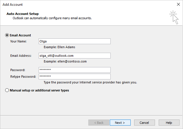 Add Account with automatic connections in Windows 10 Add Account with automatic connections in Windows 10