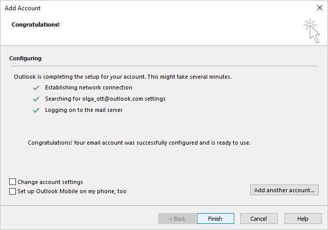 Added Account with automatic connections in Windows 10 Added Account with automatic connections in Windows 10