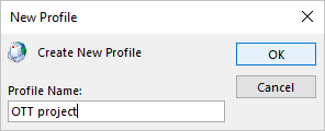 New Profile dialog box in Windows 10