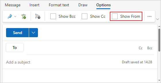 From button in Simplified ribbon Outlook for Web From button in Simplified ribbon Outlook for Web