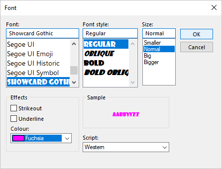 Font dialog box in Outlook 365