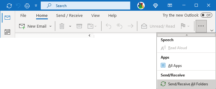 Send/Receive All Folders button in Simplified ribbon Outlook 365