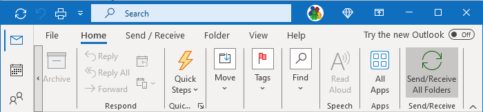 Send/Receive All Folders button in Classic ribbon Outlook 365