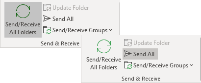 Send/Receive buttons in Classic ribbon Outlook 365