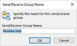 Send/Receive Group Name dialog box in Outlook 365
