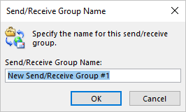 New Send/Receive Group Name dialog box in Outlook 365