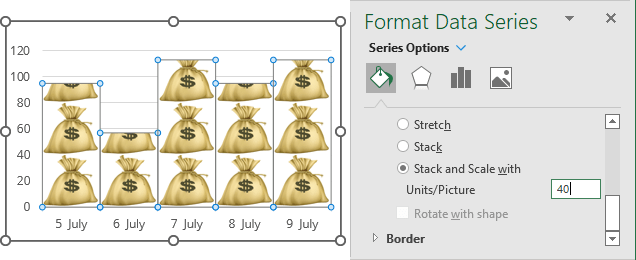Stacked and scaled picture in chart Excel 365