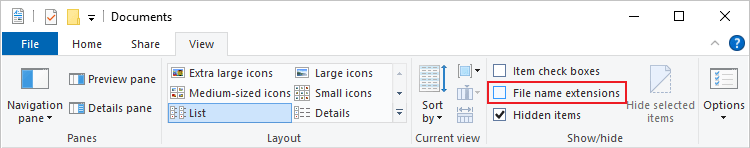 File Explorer options in Windows 10