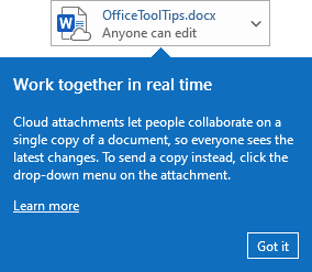 Attachment as link in Outlook 365