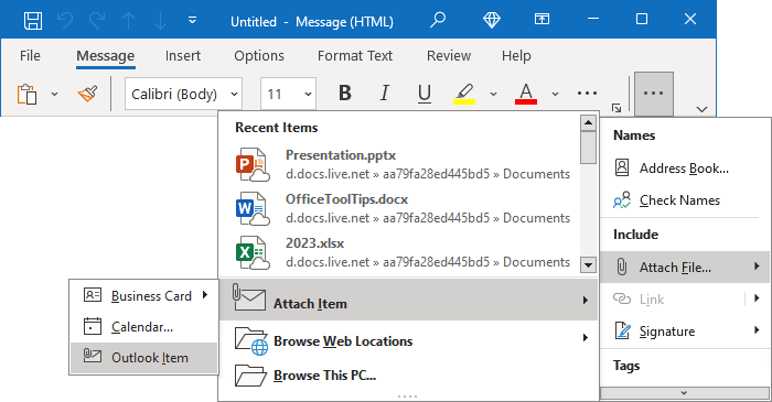 Outlook Item in Simplified ribbon 2 Outlook 365