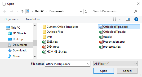 Open file dialog box