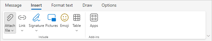 Attach File button in Classic ribbon Outlook for Web