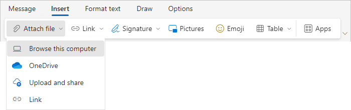 Browse this computer in Outlook for Web