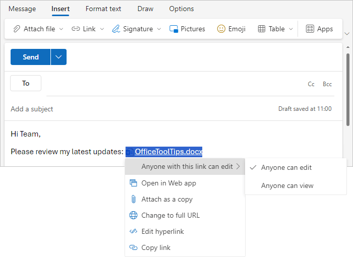 Change the attachment permissions in Outlook for Web Change the attachment permissions in Outlook for Web
