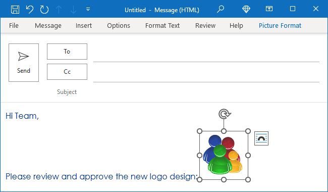 Attached picture in Outlook for Microsoft 365 message Attached picture in Outlook 365 message
