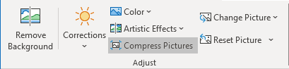 Compress Pictures button in Classic ribbon Outlook 365
