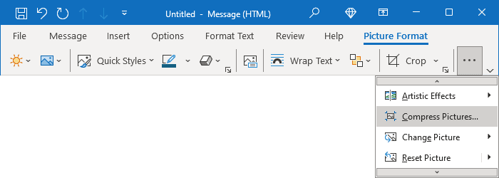 Compress Pictures button in Simplified ribbon Outlook 365