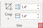 Size group launcher in Classic ribbon Outlook 365