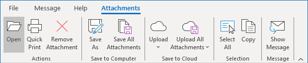 Open button in Classic ribbon Outlook 365