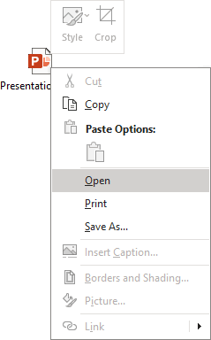 Open rtf attachment in popup menu Outlook 365