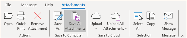 Save All Attachments button in Classic ribbon Outlook 365