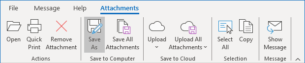 Save As button in Classic ribbon Outlook 365