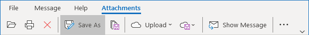 Save As button in Simplified ribbon Outlook 365