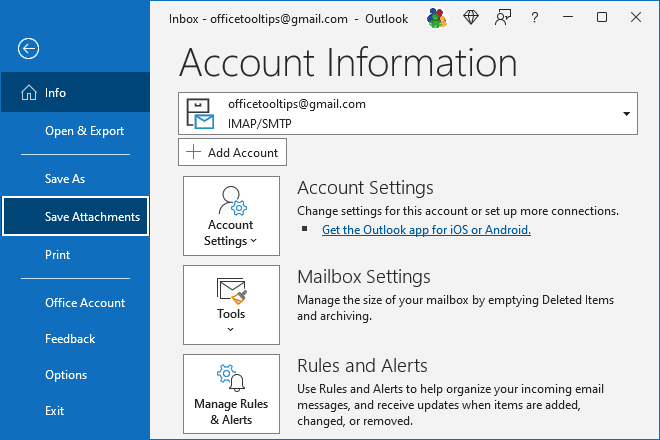 Save Attachments in Outlook 365