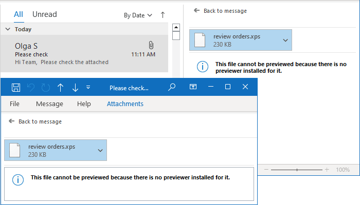 Can't preview message in Outlook 365