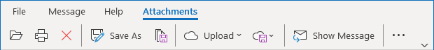 Attachments tab in Simplified ribbon Outlook 365