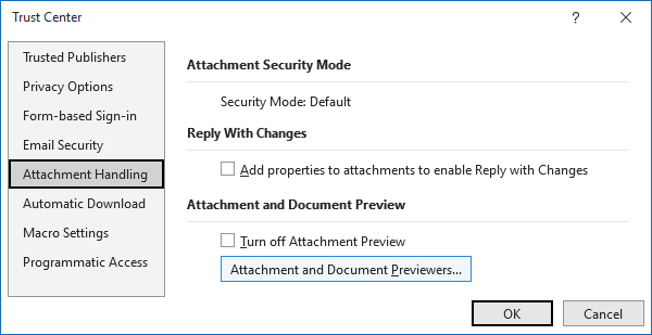 Attachment and Document Previewing in Outlook 365