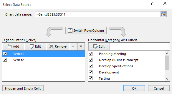 Select Data Source in Excel 2016