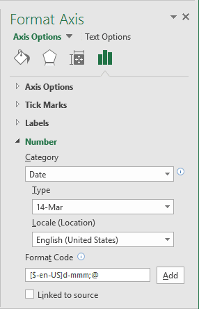 Format Axis in Excel 2016