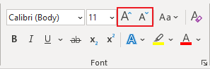 Increase or Decrease Font Size in Word 365