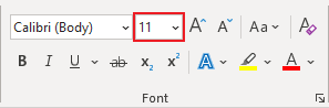 Font Size in Word 365