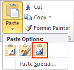 Paste picture in Excel 2010