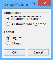 Copy Picture in Excel 2013