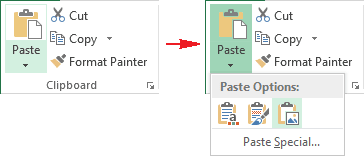 Paste in Excel 2013