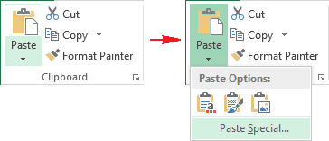 Paste in Excel 2013
