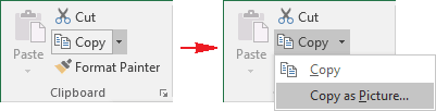 Copy in Excel 2016