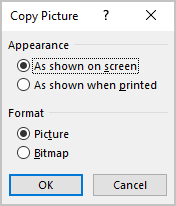Copy Picture in Excel 365